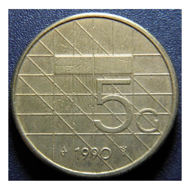Nizozemí 5 Gulden 1990 VF-XF č34299 Nizozemí 5 Gulden 1990 VF-XF č34299