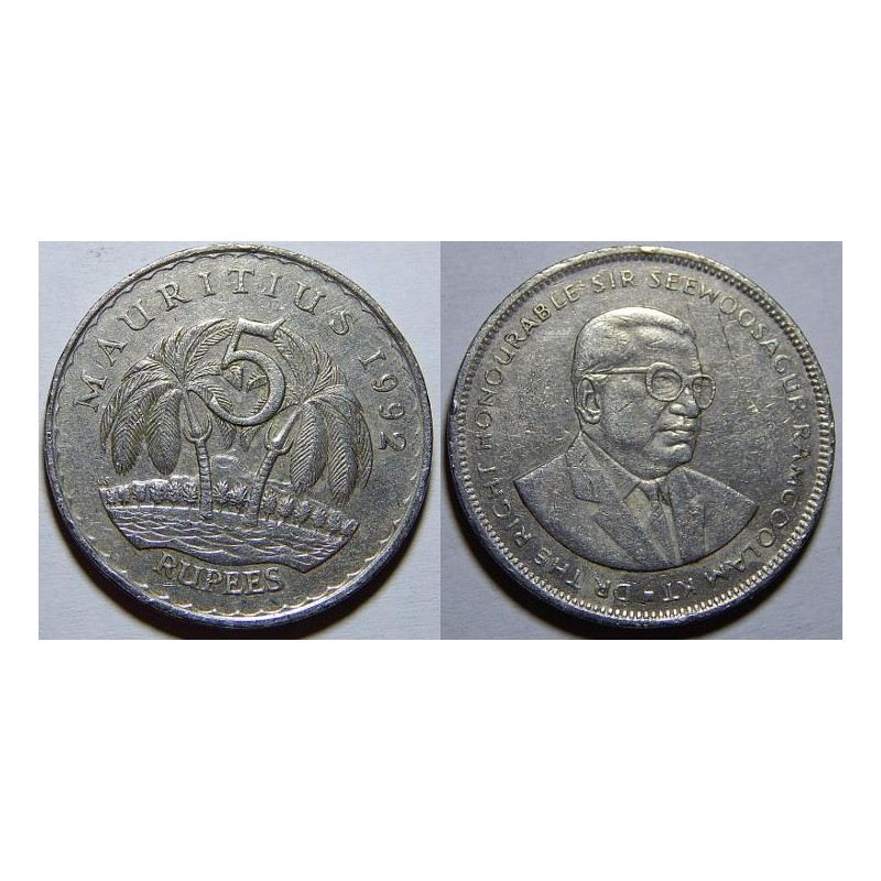 Mauritius 5 Rupees 1992 VF-XF č33730 Mauritius 5 Rupees 1992 VF-XF č33730