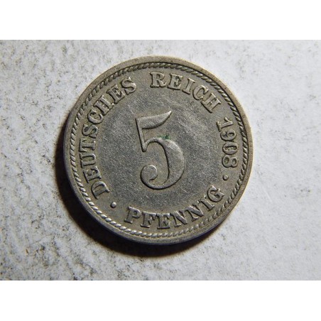 Německo Císařství 5 Pfennig 1908 D R XF č32808