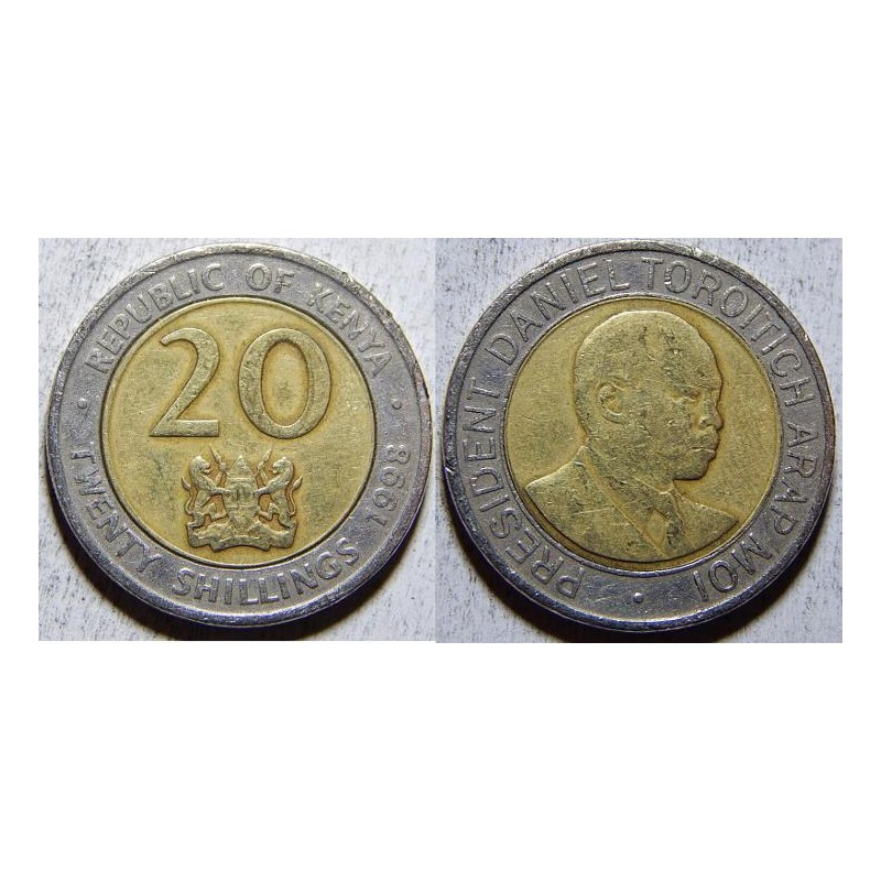 Kenya 20 Shillings 1998 VF-XF č33888 Kenya 20 Shillings 1998 VF-XF č33888