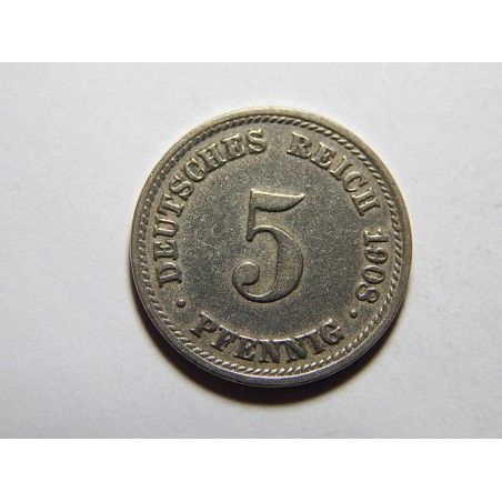Německo Císařství 5 Pfenig 1908 D XF č29758