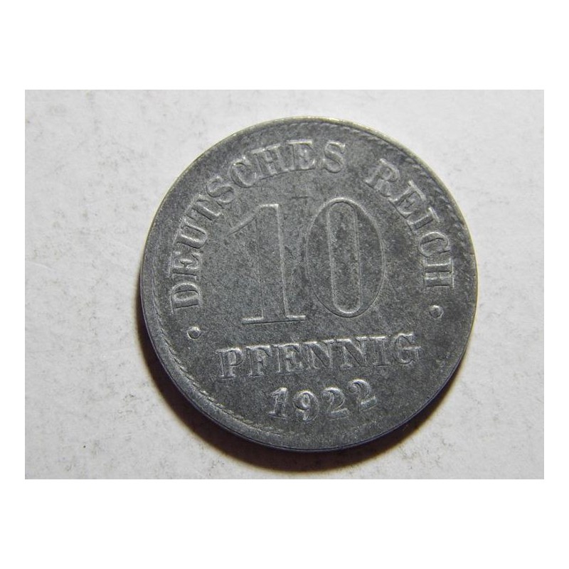 Německo Císařství 10 Pfenig 1922 UNC č29454 Německo Císařství 10 Pfenig 1922 UNC č29454