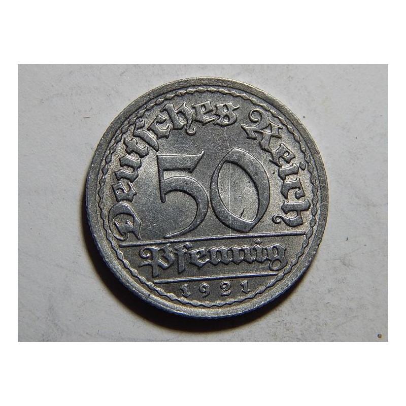 Německo Výmarsko 50 Pfennig 1921 F UNC č37730 Německo Výmarsko 50 Pfennig 1921 F UNC č37730