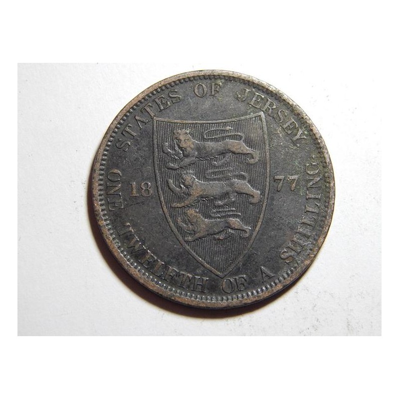Jersey 1/12 Shilling 1877 H RR XF č12580 Jersey 1/12 Shilling 1877 H RR XF č12580