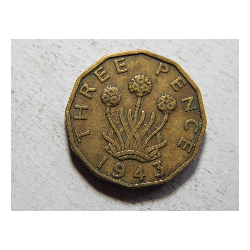 Anglie 3 Pence 1943 XF č33565 Anglie 3 Pence 1943 XF č33565