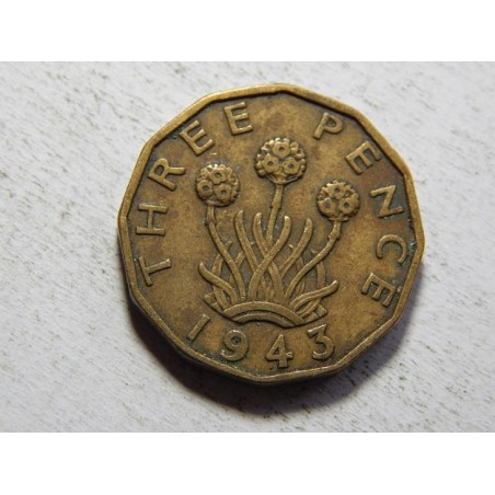 Anglie 3 Pence 1943 XF č33565