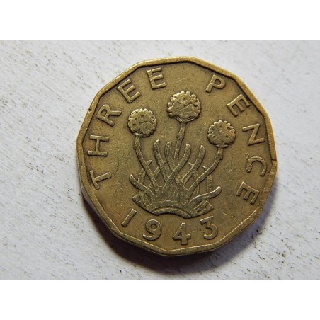 Anglie 3 Pence 1943 VF-XF č33542