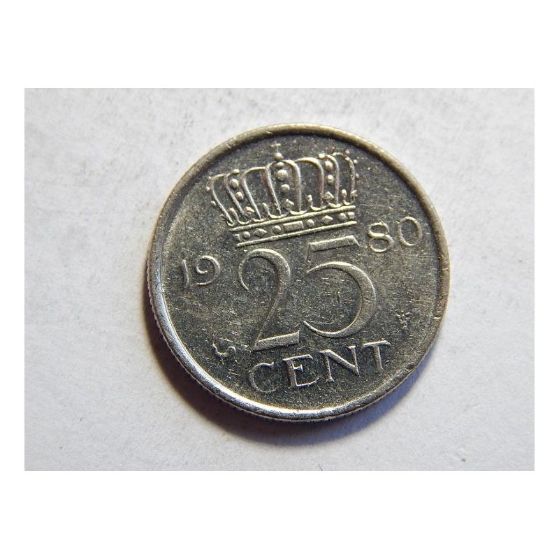 Nizozemí 25 Cents 1980 VF-XF č26291 Nizozemí 25 Cents 1980 VF-XF č26291