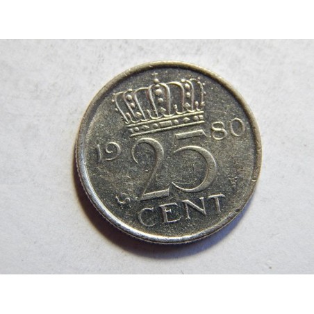 Nizozemí 25 Cents 1980 VF-XF č26291