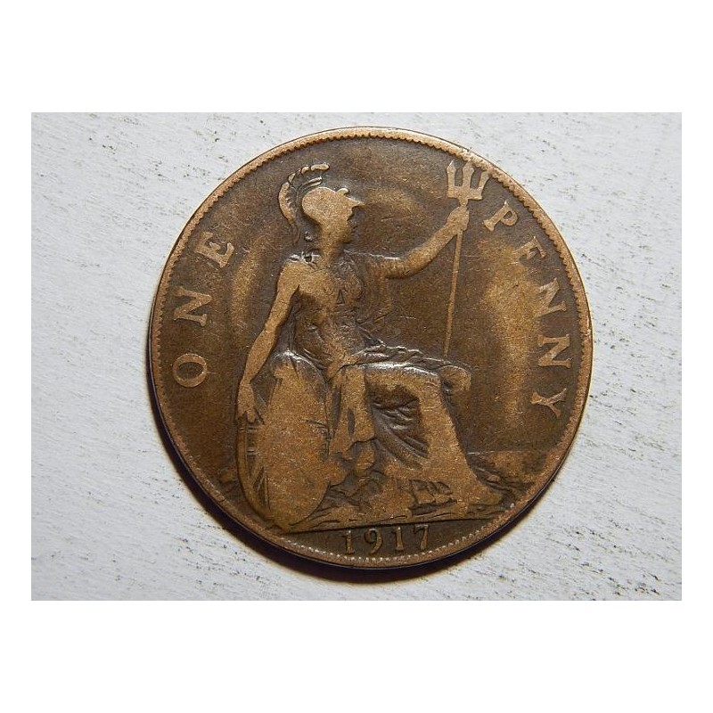 Anglie 1 Penny 1917 F-VF č33395 Anglie 1 Penny 1917 F-VF č33395