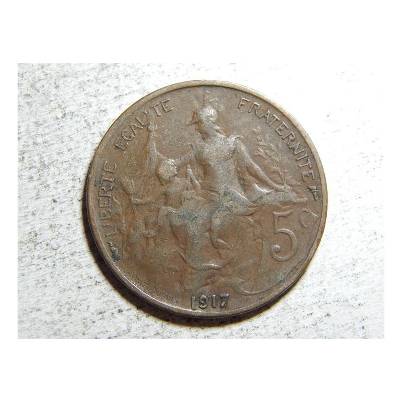 Francie 5 Centimes 1917 VF-XF č37621 Francie 5 Centimes 1917 VF-XF č37621
