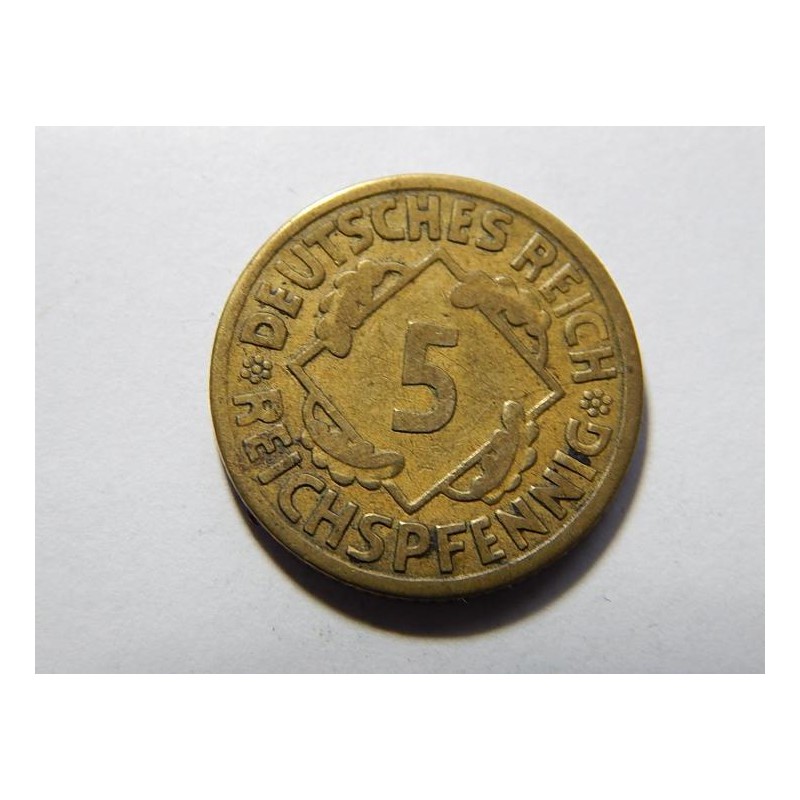 Německo Výmarsko 5 Reichspfennig 1925 E XF č11313 Německo Výmarsko 5 Reichspfennig 1925 E XF č11313