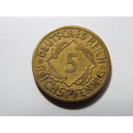Německo Výmarsko 5 Reichspfennig 1925 E XF č11313