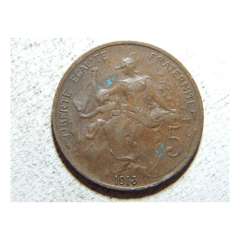 Francie 5 Centimes 1913 XF č37595 Francie 5 Centimes 1913 XF č37595