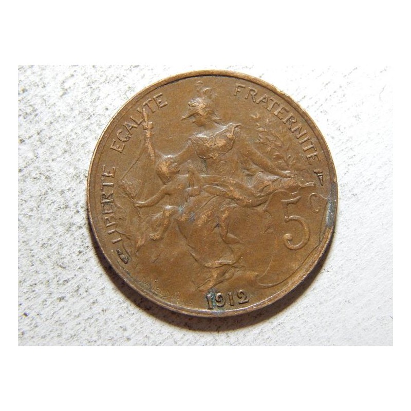 Francie 5 Centimes 1912 XF č37597 Francie 5 Centimes 1912 XF č37597