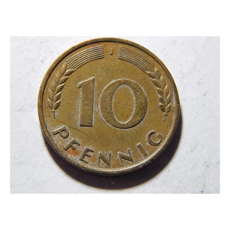 Německo BRD 10 Pfennig 1950 J XF č22121 Německo BRD 10 Pfennig 1950 J XF č22121