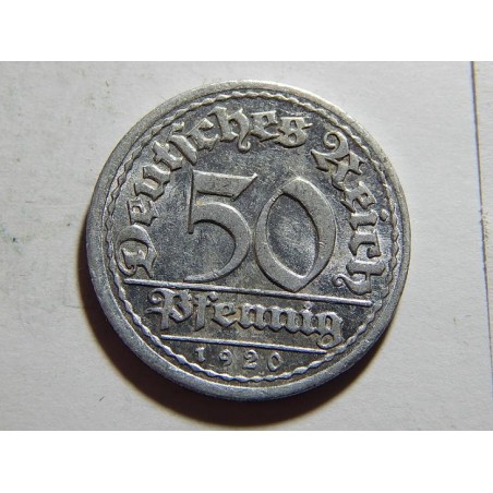 Německo Výmarsko 50 Pfennig 1920 D XF-UNC 12072
