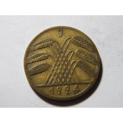 Německo Výmarsko 10 Reichspfennig 1924 J R XF č11951