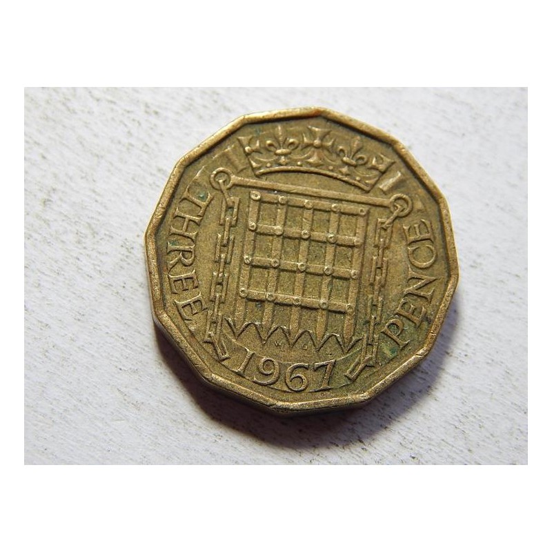 Anglie 3 Pence 1967 XF č33555 Anglie 3 Pence 1967 XF č33555