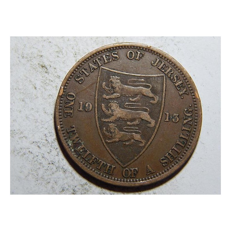 Jersey 1/12 Shilling 1913 RR VF-XF č12324 Jersey 1/12 Shilling 1913 RR VF-XF č12324