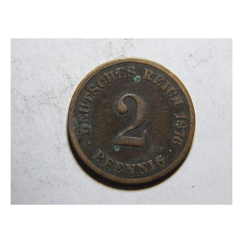 Německo Císařství 2 Pfennig 1876C VF č29242 Německo Císařství 2 Pfennig 1876C VF č29242