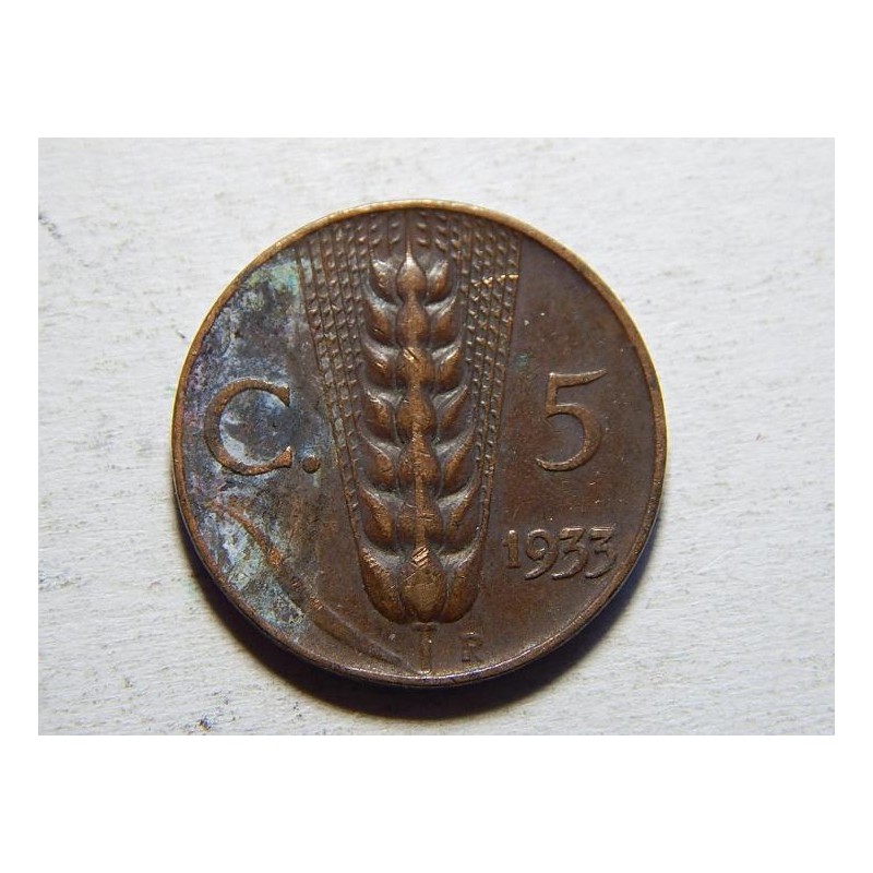 Itálie 5 Centesimi 1933 R VF-XF č24340 Itálie 5 Centesimi 1933 R VF-XF č24340