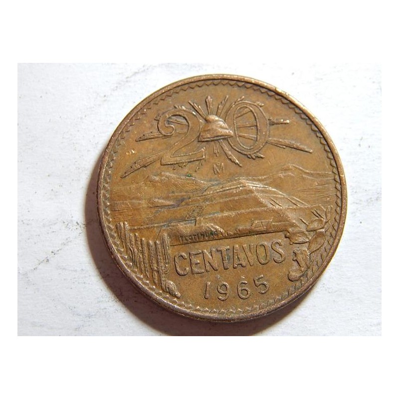 Mexiko 20 Centavos 1965 XF č28836 Mexiko 20 Centavos 1965 XF č28836