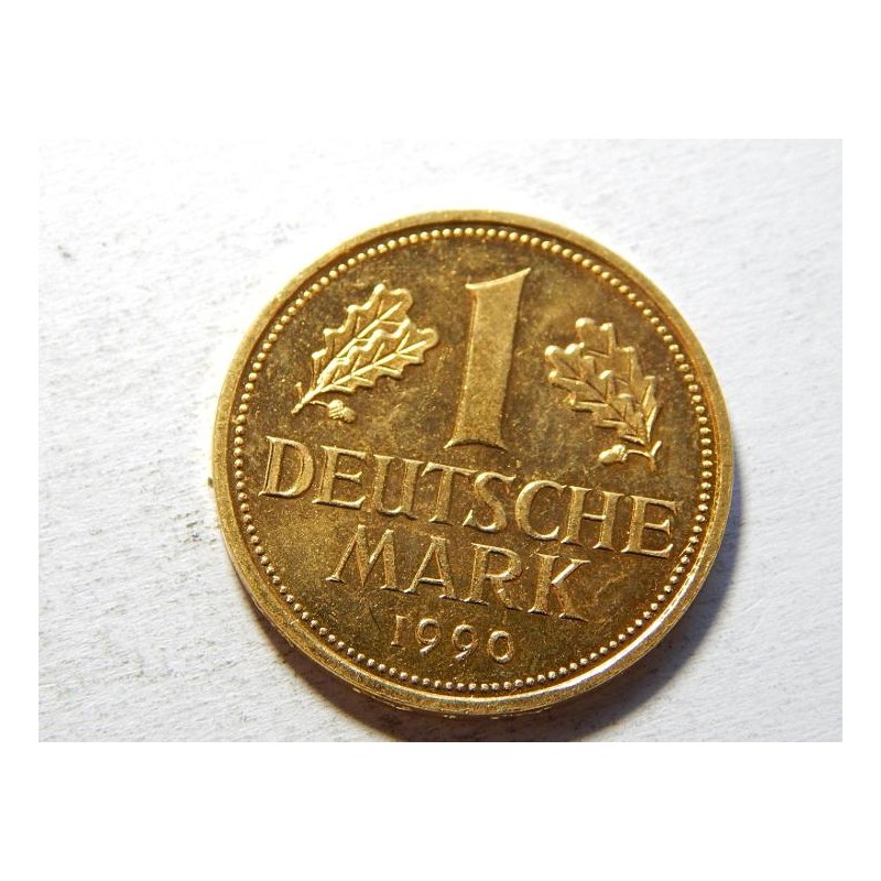 Německo BRD pozlacená 1 Mark 1990 D XF-UNC č24401 Německo BRD pozlacená 1 Mark 1990 D XF-UNC č24401