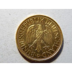 Německo BRD pozlacená 1 Mark 1990 D XF-UNC č24401
