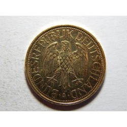 Německo BRD pozlacená 1 Mark 1990 A VF-XF č24441