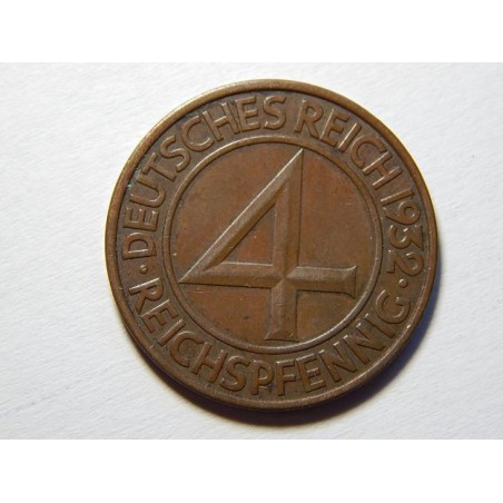 Německo Výmarsko 4 Reichspfennig 1932 F UNC č23993