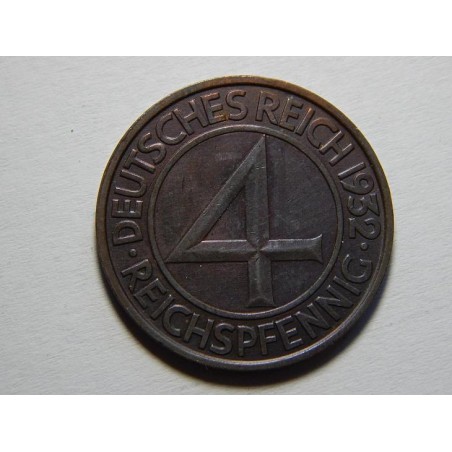 Německo Výmarsko 4 Reichspfennig 1932 A UNC č23999