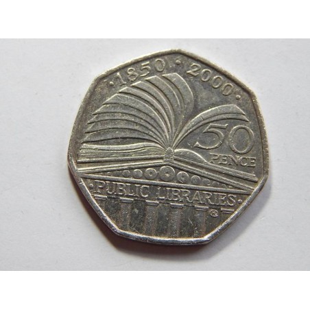 Anglie 50 Pence 2000 public Libraries XF-UNC č31920