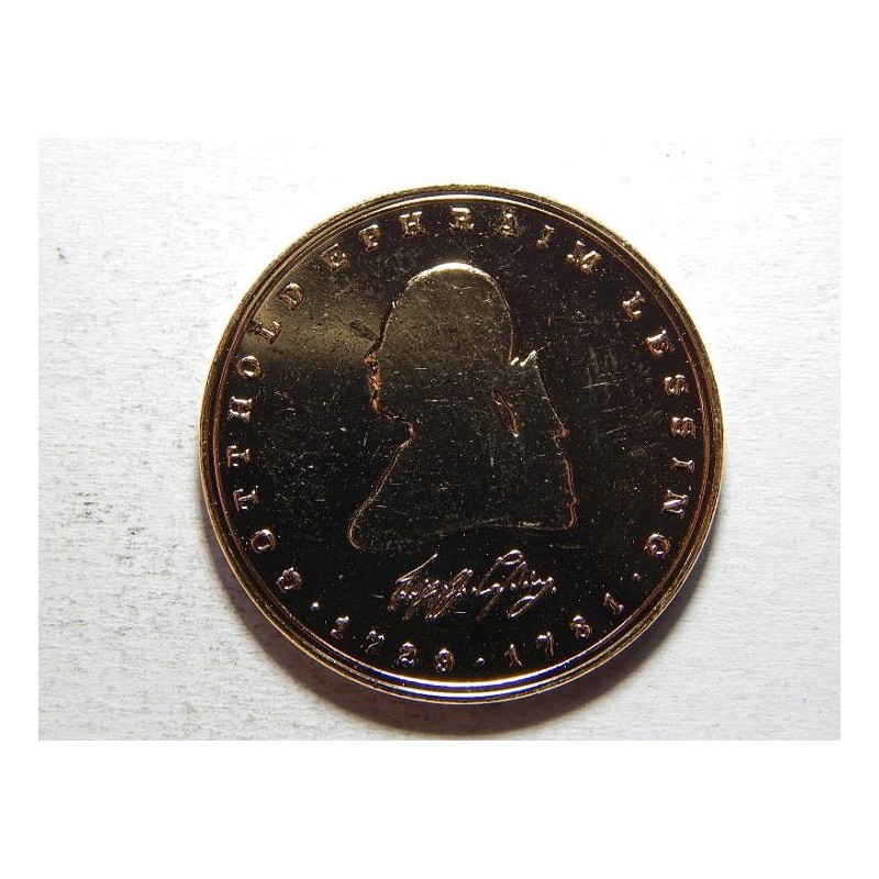 Německo BRD pozlacená 5 Mark 1981 J Gotthold Ephraim Lessing UNCč25615 Německo BRD pozlacená 5 Mark 1981 J Gotthold Ephraim Lessing UNCč25615