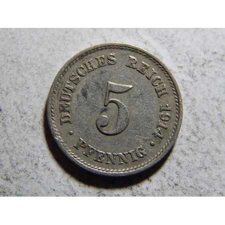Německo Císařství 5 Pfennig 1914 E R XF č32890