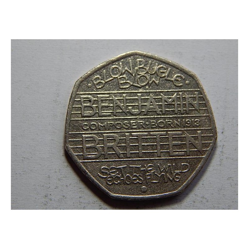 Anglie 50 Pence 2013 Benjamin Britten XF č21913 Anglie 50 Pence 2013 Benjamin Britten XF č21913