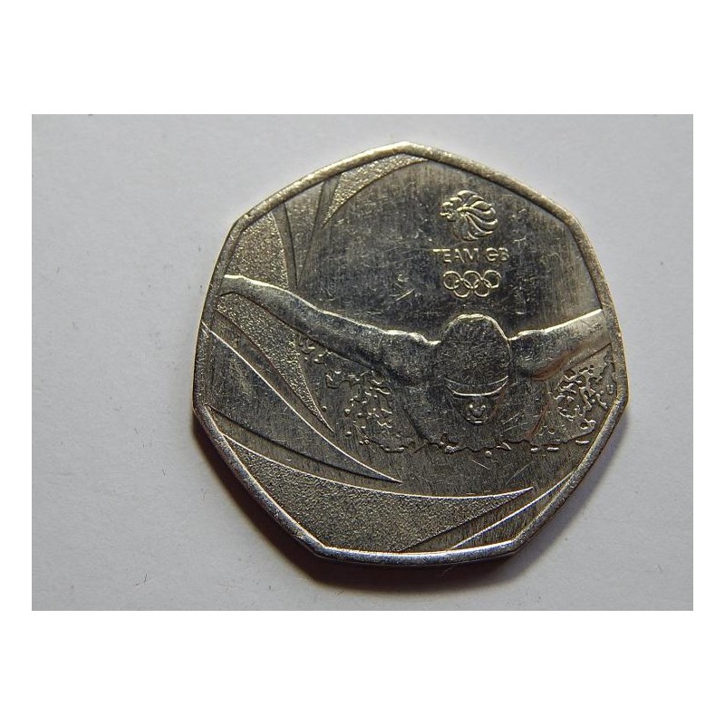 Anglie 50 Pence 2016 OH plavání UNC č31850 Anglie 50 Pence 2016 OH plavání UNC č31850