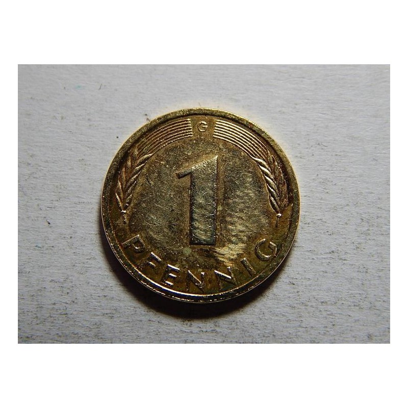 Německo BRD pozlacený 1 Pfennig 1991 G XF č25658 Německo BRD pozlacený 1 Pfennig 1991 G XF č25658