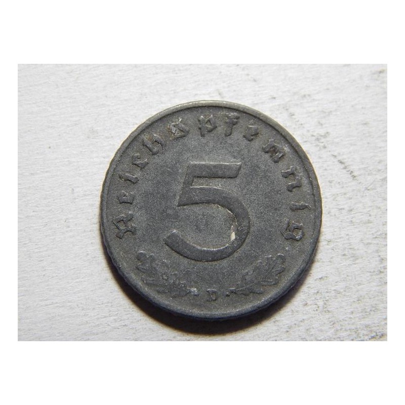 Německo 3. Říše 5 Pfennig 1940 D XF č25069 Německo 3. Říše 5 Pfennig 1940 D XF č25069