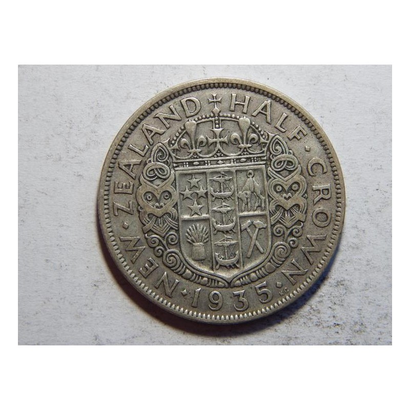 Nový Zealand ½ Crown 1935 RR Ag XF č21532 Nový Zealand ½ Crown 1935 RR Ag XF č21532