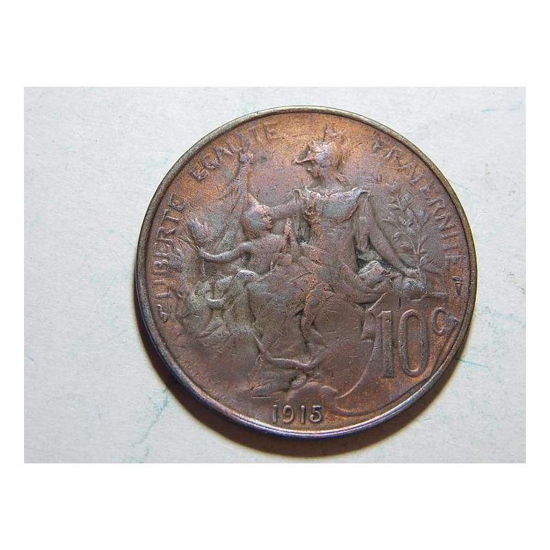 Francie 10 Centimes 1915 VF-XF č36727 Francie 10 Centimes 1915 VF-XF č36727