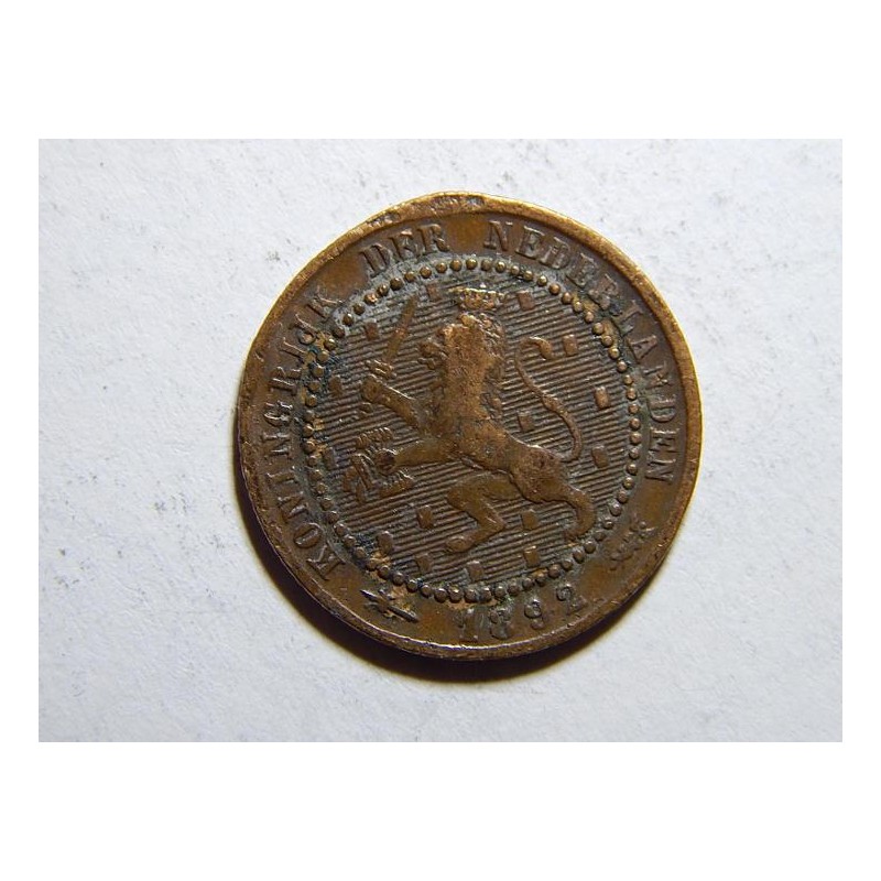 Nizozemí 1 Cent 1892 R F-VF č31379 Nizozemí 1 Cent 1892 R F-VF č31379