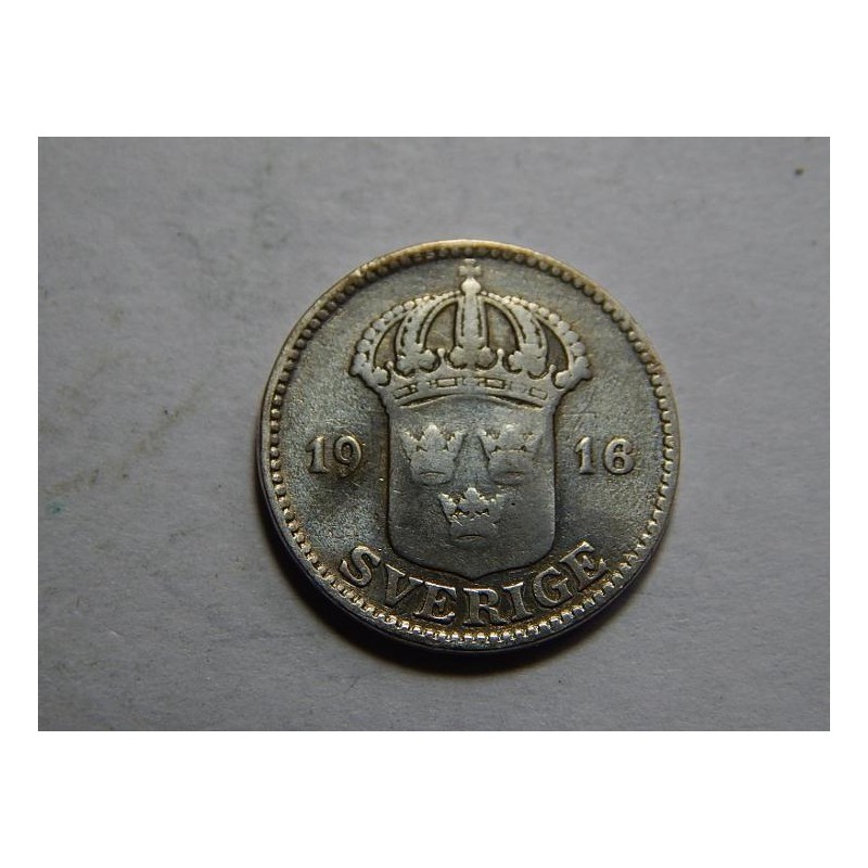 Sweden 25 Öre 1916 W Ag VF č10581 Sweden 25 Öre 1916 W Ag VF č10581