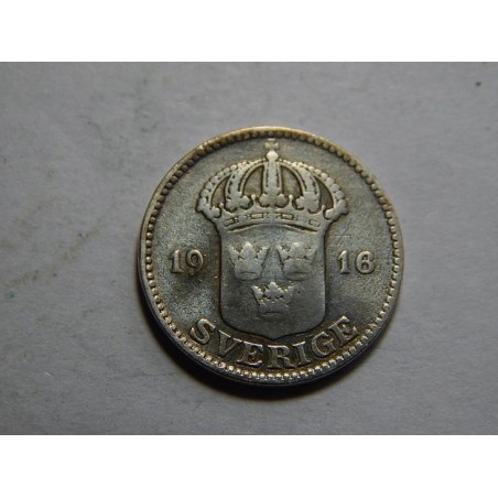Sweden 25 Öre 1916 W Ag VF č10581