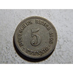 Německo Císařství 5 Pfennig 1908 F R XF č32884