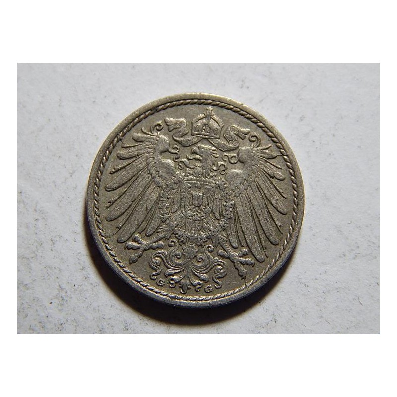 Německo Císařství 5 Pfennig 1914 G R XF č32819 Německo Císařství 5 Pfennig 1914 G R XF č32819