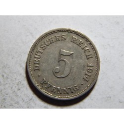 Německo Císařství 5 Pfennig 1914 G R XF č32819