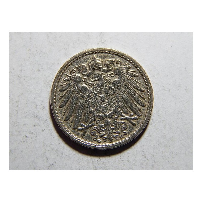 Německo Císařství 5 Pfenig 1908 G R XF č29599 Německo Císařství 5 Pfenig 1908 G R XF č29599