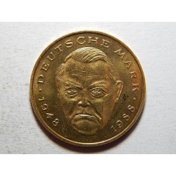 Německo BRD pozlacená 2 Mark 1988 D XF-UNC č25563