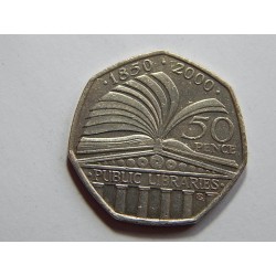 Anglie 50 Pence 2000 public Libraries XF č31906
